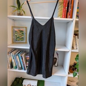 Vintage Women's Slip Black Spaghetti Straps Polka Dot Size Large Romantic Dainty